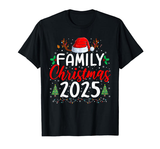 Family Christmas 2025 Xmas Lights Santa Pajamas Holiday T-Shirt