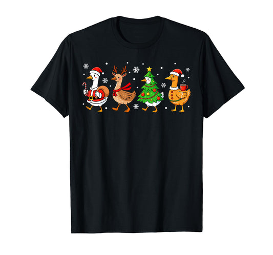 Cute Silly Goose Santa Christmas Merry Goosemas Xmas Kids T-Shirt