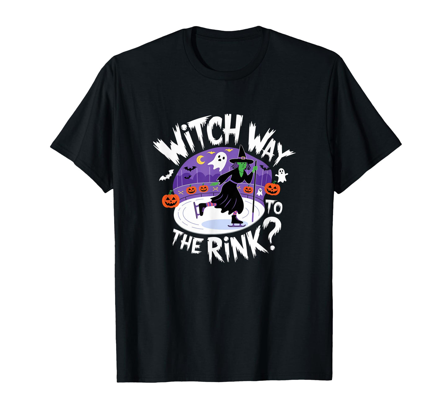Witch Way to The Rink Funny Spooky Halloween Ice skating T-Shirt