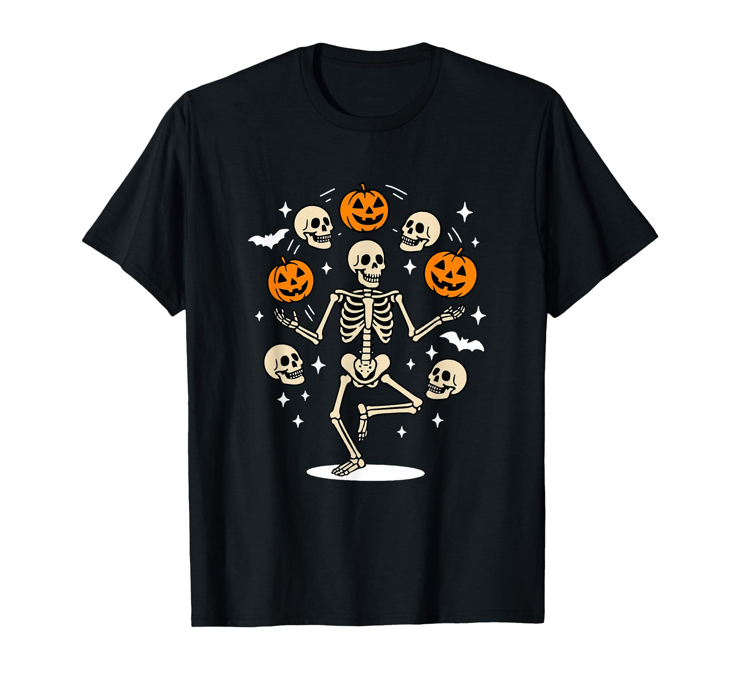 Skeleton Juggling Pumpkin Skulls Halloween Skeleton Spooky T-Shirt
