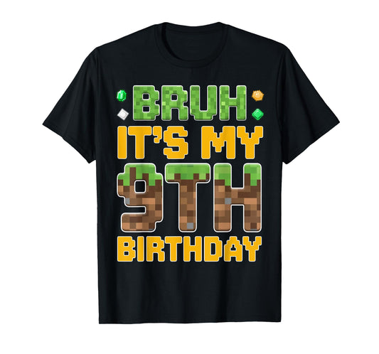 Birthday Boy Shirt It's My 9th Birthday Video Game Pixel T-Shirt