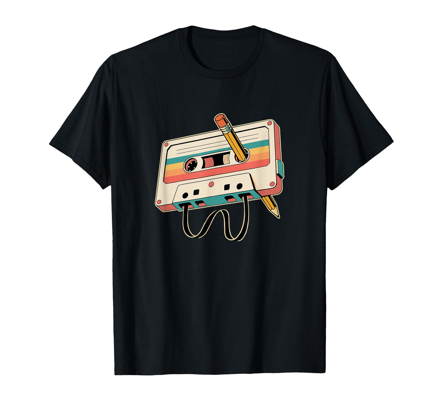 Retro Cassette Tape with Pencil 80s 90s Music Vintage Party T-Shirt
