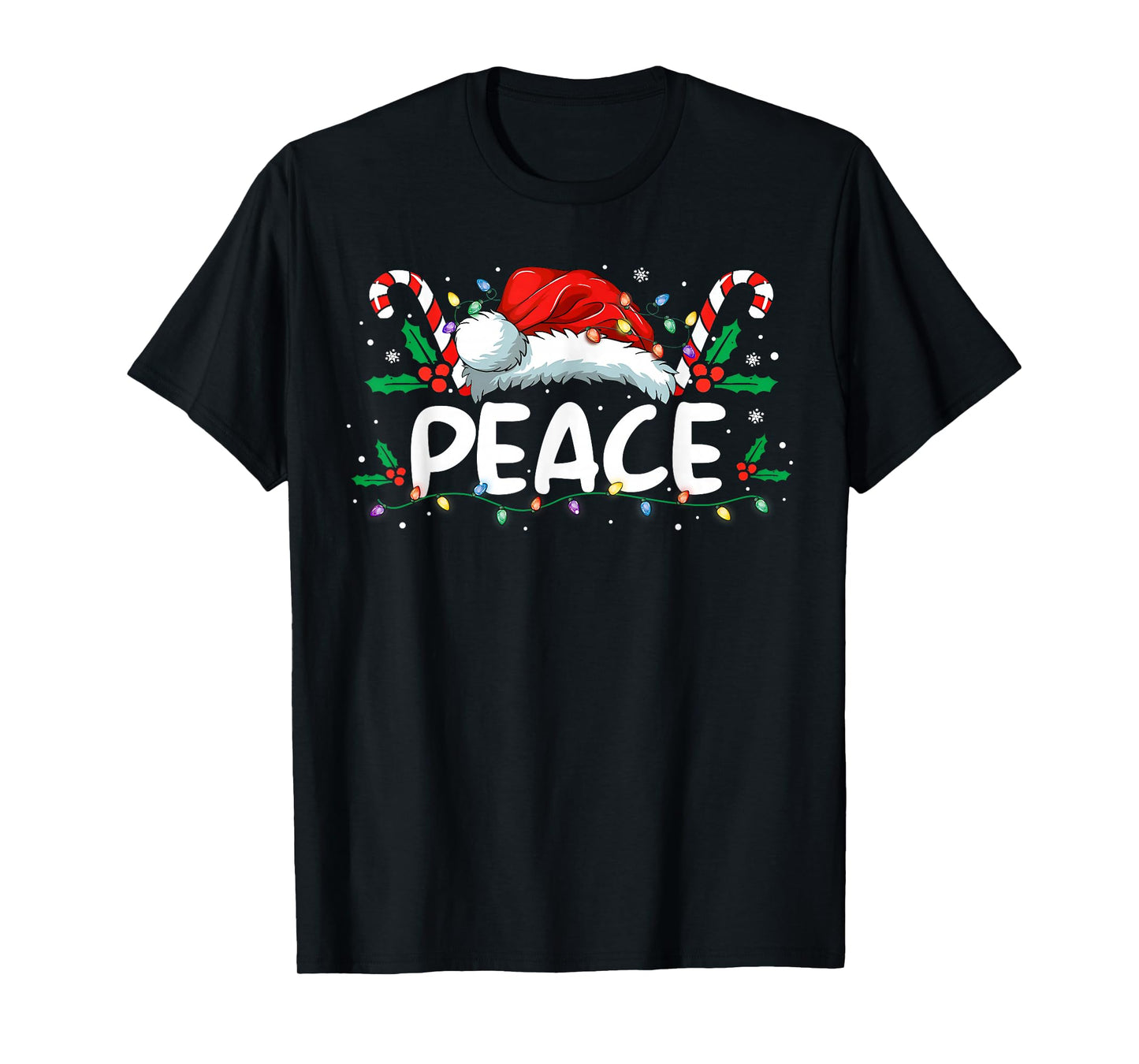 Peace I Come in Peace Christmas Lights Santa Pajamas Couples T-Shirt
