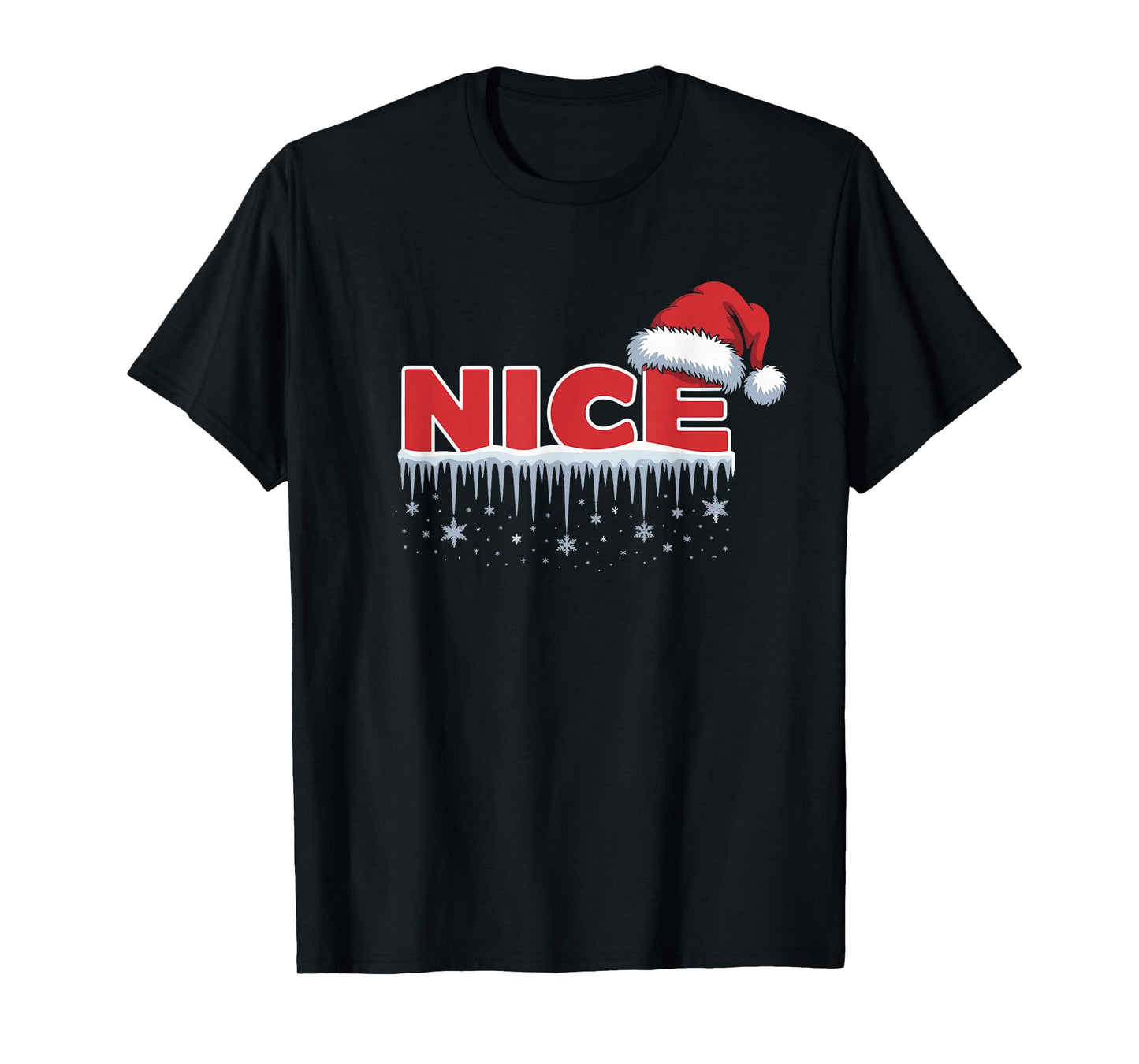 Nice Matching Christmas Santa Hat Snowflakes Design T-Shirt