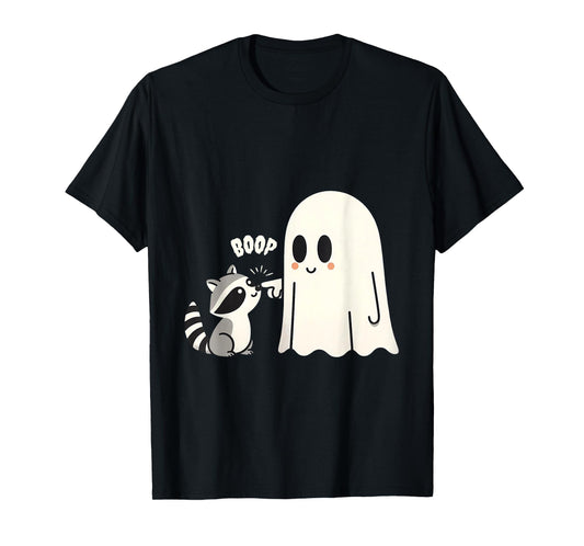 Raccoon Vintage Ghost Boop Men Women Funny Halloween Racoon T-Shirt
