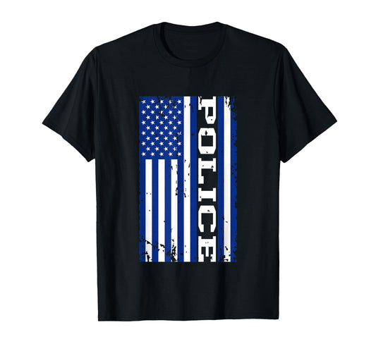 Police Officer USA American Flag T-Shirt