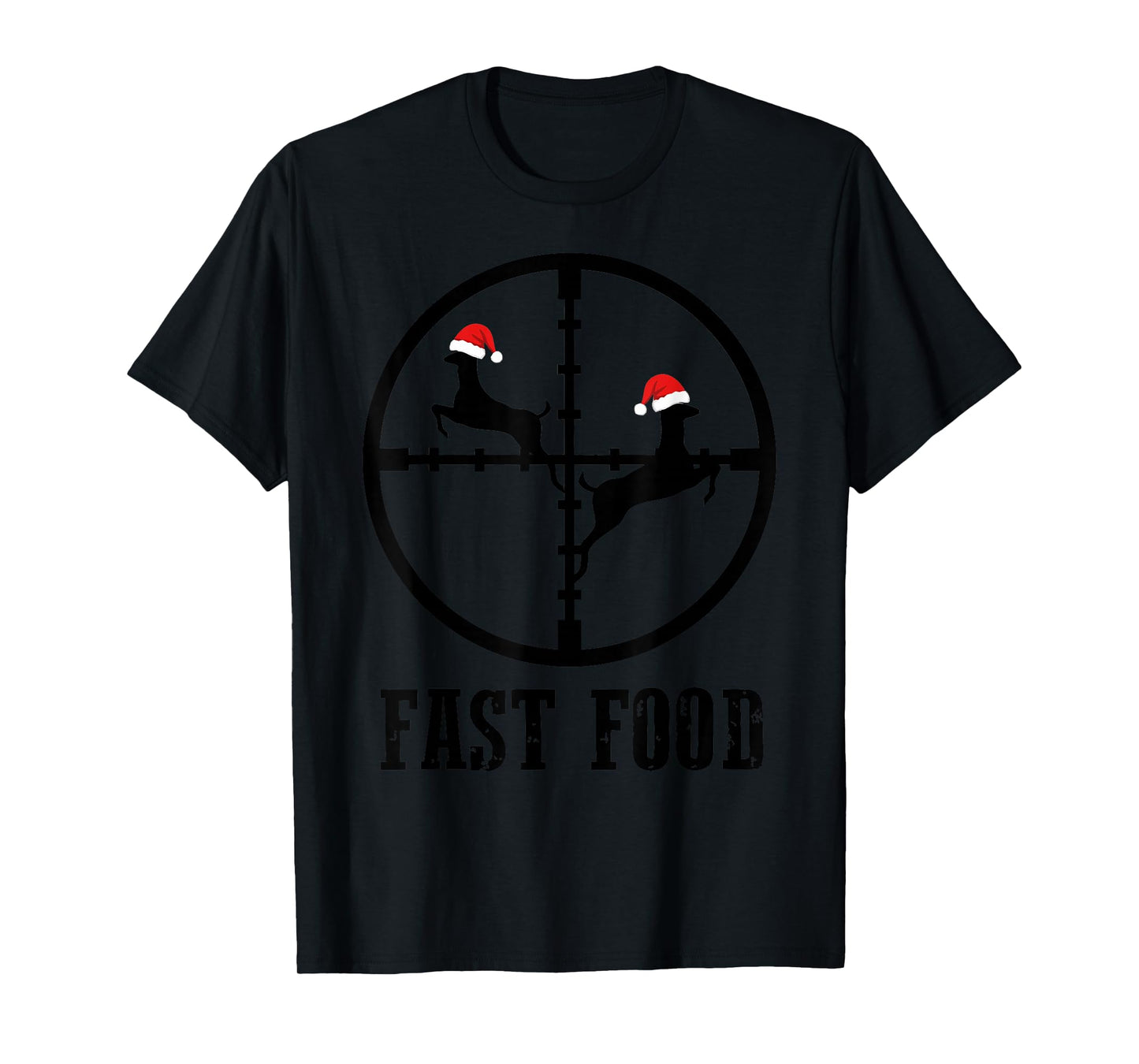 Crosshairs Santa Hat Fast Food Funny Deer Hunting Christmas T-Shirt