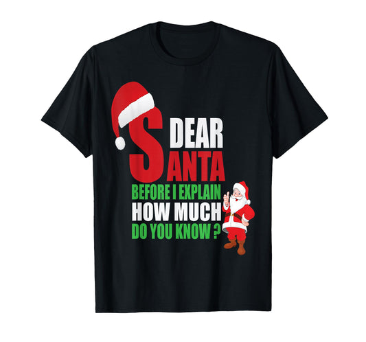 Dear Santa Before I Explain How Much Do You Know? Funny Tee T-Shirt
