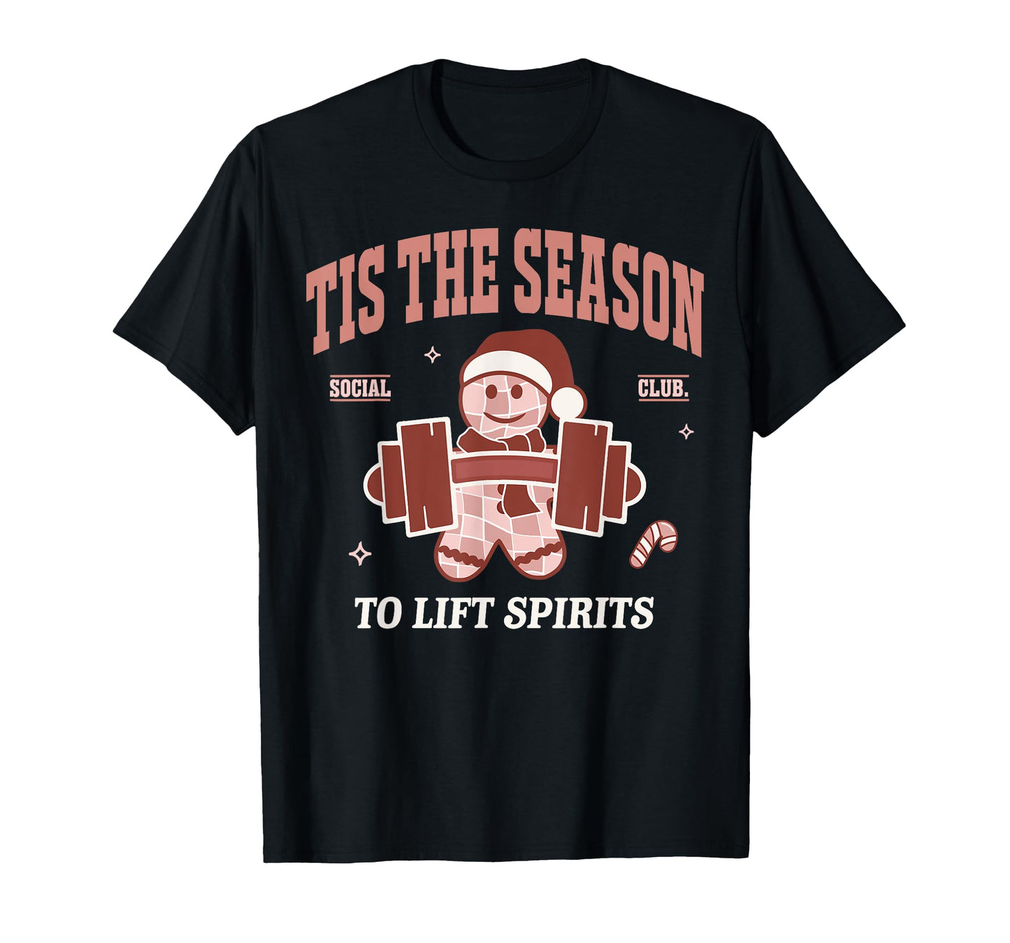 Lift Spirits Funny Weightlifting Christmas Fitness Gym Xmas T-Shirt