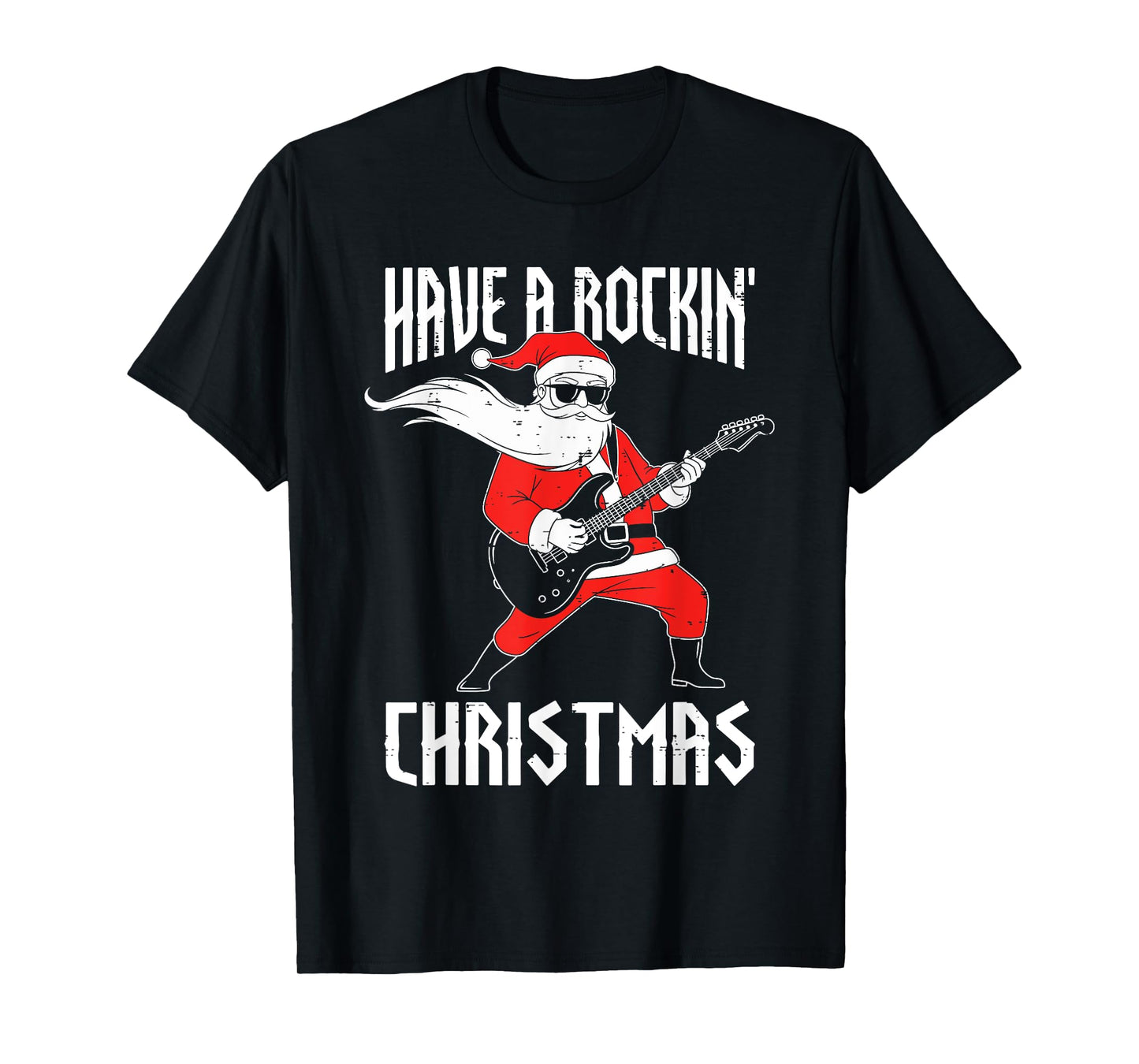 Have A Rockin Christmas Santa Playing Guitar Funny Music T-Shirt