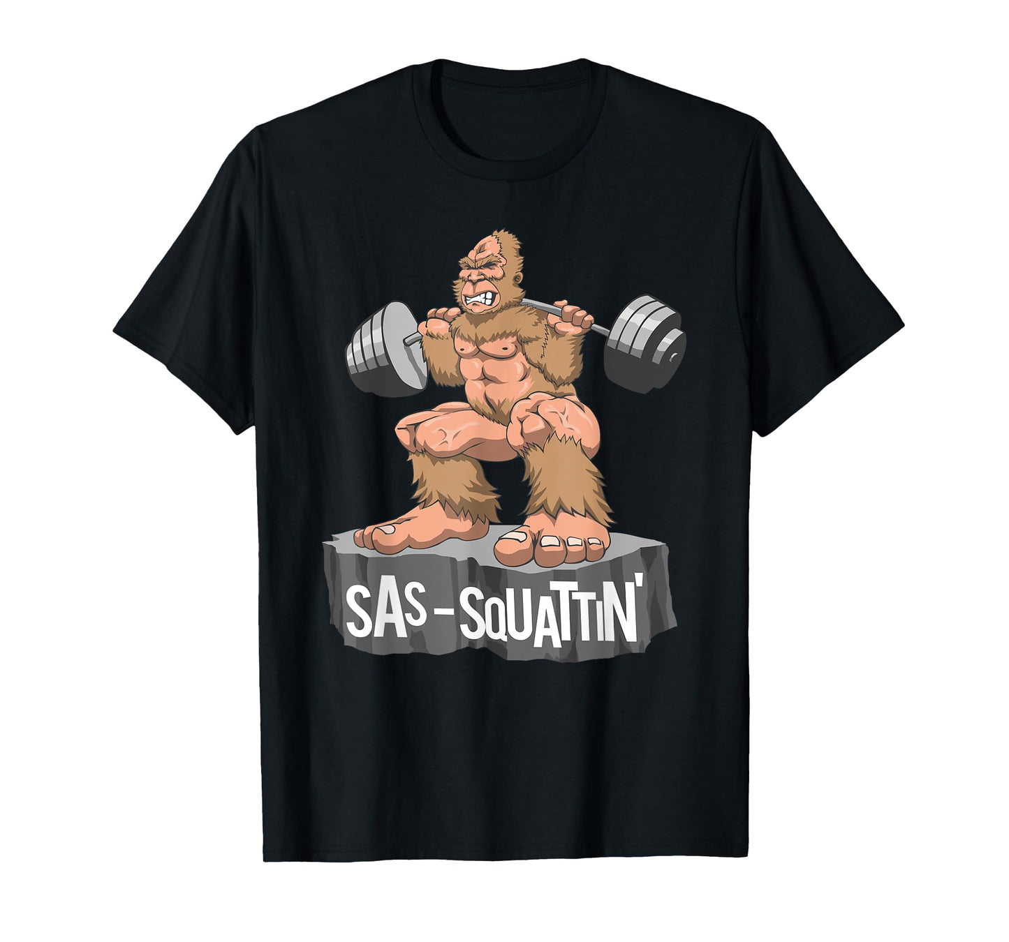 Sas Squattin, Sasquatch Bigfoot Weightlifting Leg Day T-Shirt