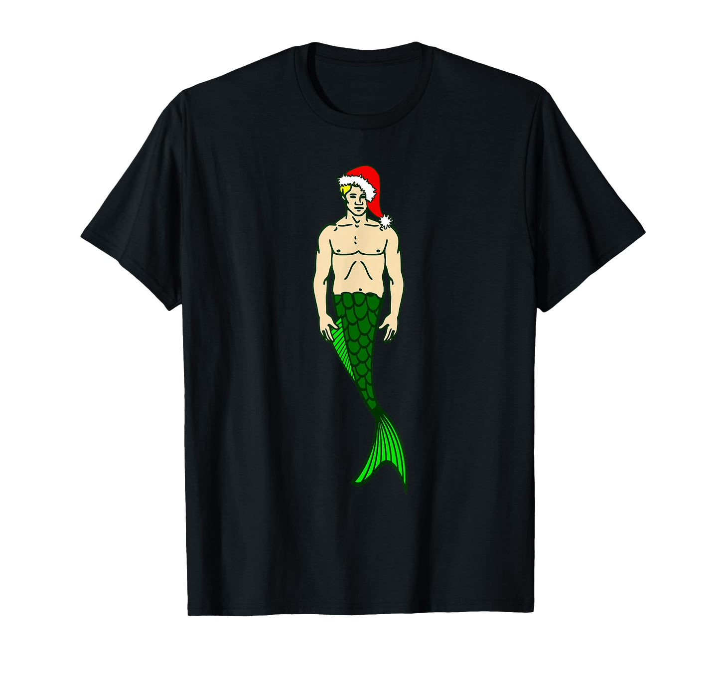 Santa Claus Blonde Merman Christmas Mermaid Xmas T-Shirt