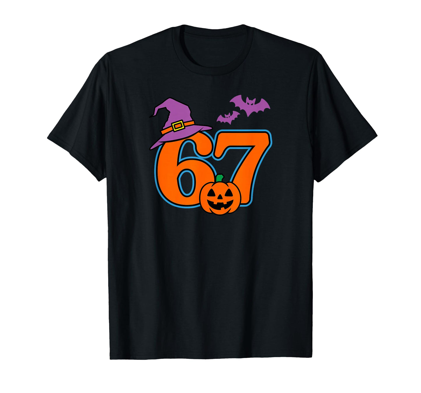 Halloween Number 67 Bats Pumpkin Witch Hat T-Shirt