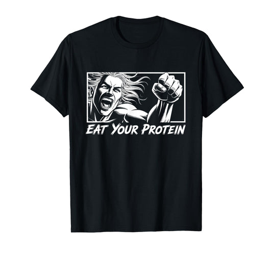 Eat Your Protein Anime Gym Manga Bodybuilding Fitness Anime T-Shirt
