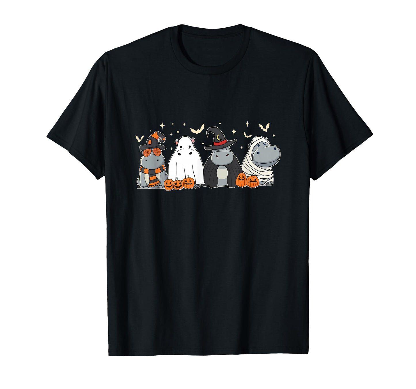 Cute Hippo Ghost Witch Zombie Funny Halloween Costume T-Shirt