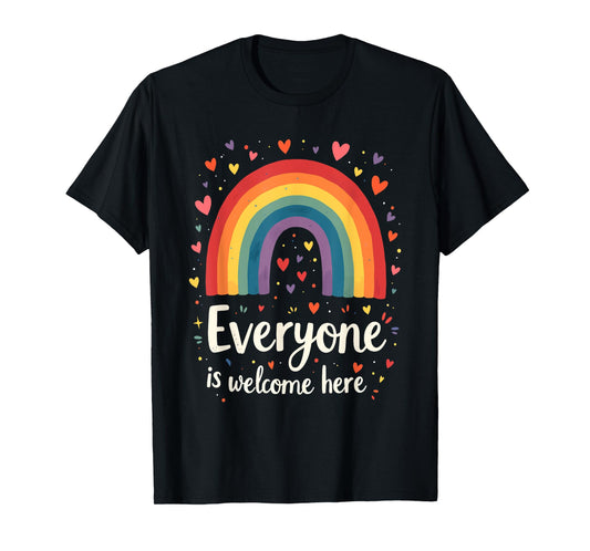 Everyone Is Welcome Here Idaho Educator Pride rainbow Design T-Shirt