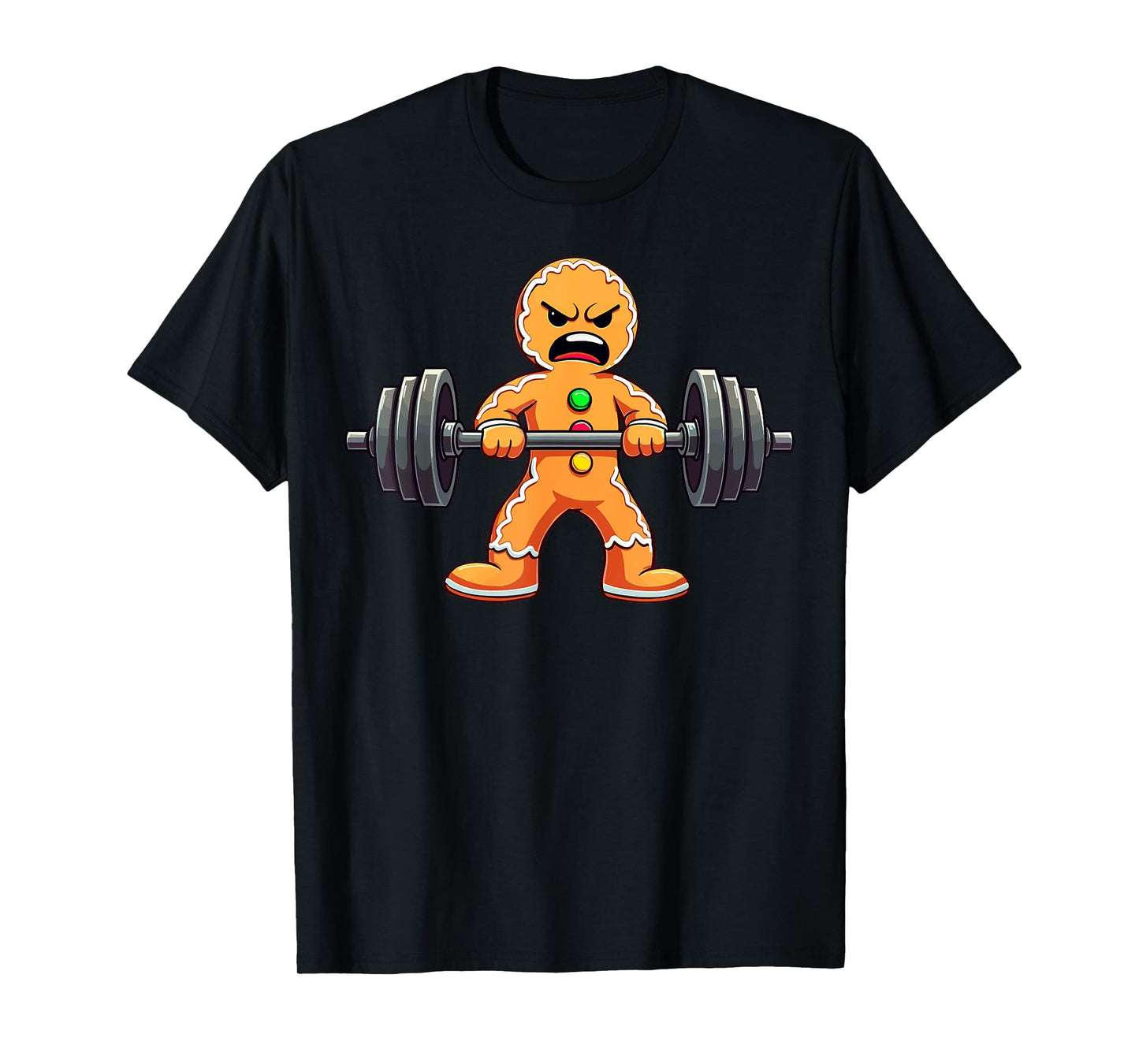 Gingerbread Weightlifter Christmas Powerlifting Xmas Gym T-Shirt