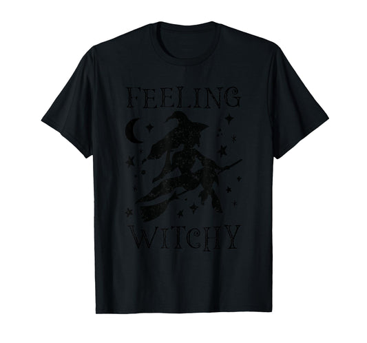 Feeling Witchy Funny Halloween Witch Vibes Kinda Night Women T-Shirt