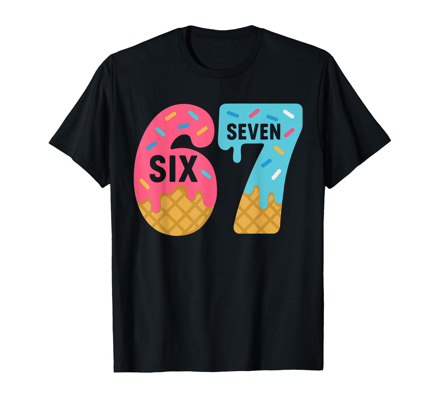 Six Seven Ice Cream Drip Cool Meme 67 Funny Dripping Kids T-Shirt