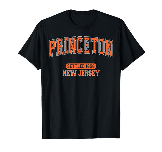 Princeton New Jersey Settled 1696 Vintage Arched Orange T-Shirt