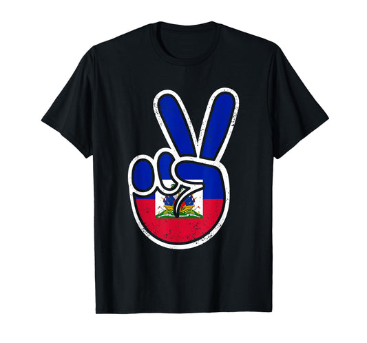 Haitian Flag Day Peace Sign Funny Haiti Retro Boys Toddler T-Shirt