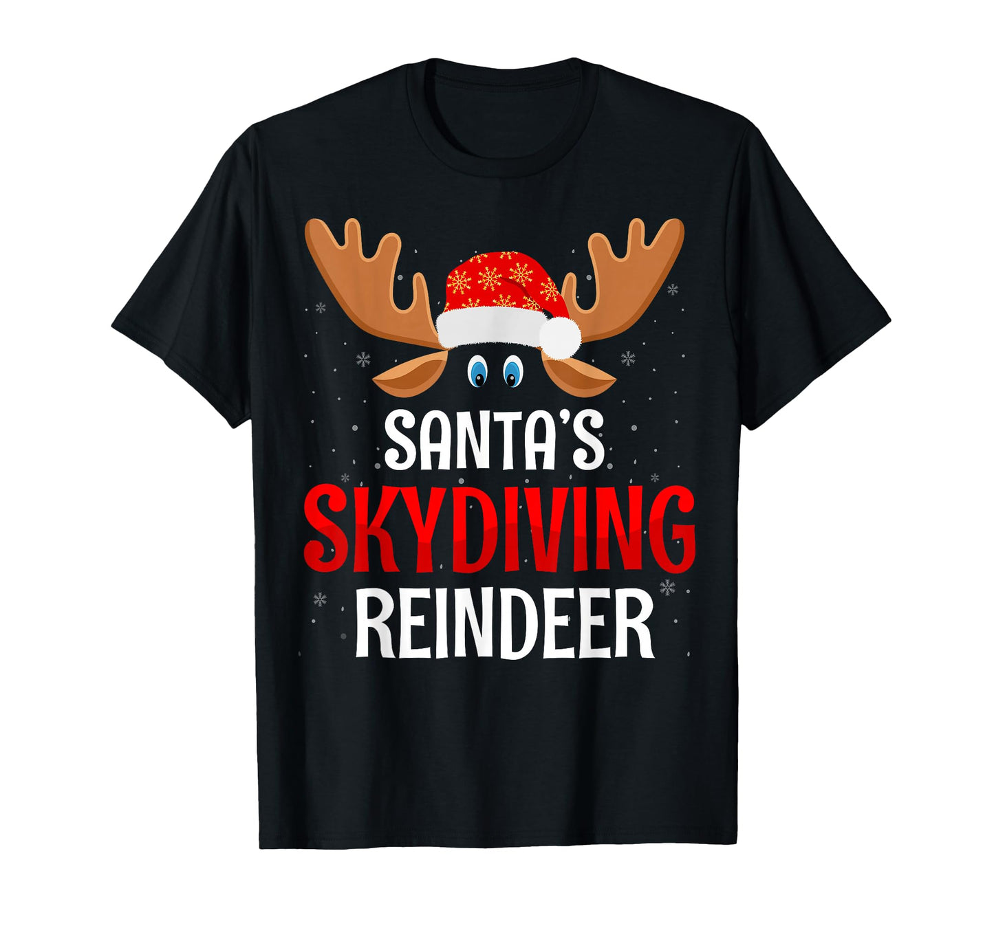 Santa's Skydiving Reindeer Christmas Day Skydiver Adventure T-Shirt