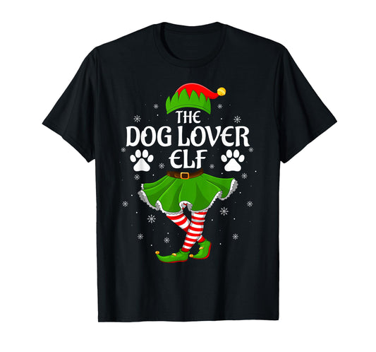 Dog Lover Elf Christmas Family Girls Women Elf Squad Xmas T-Shirt