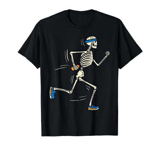 Halloween Skeleton Running Marathon Costume Men Women Kids T-Shirt