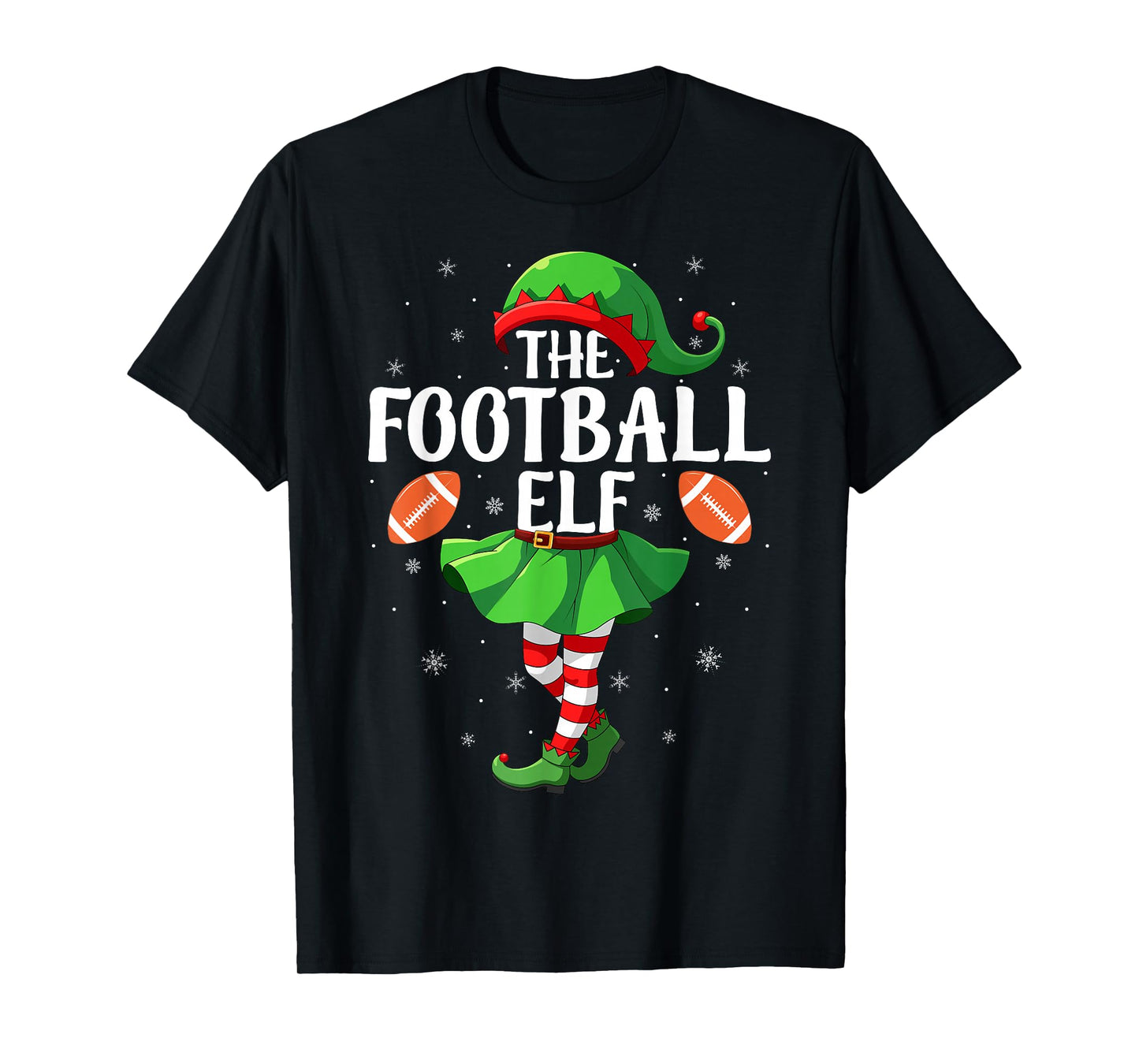 Football Elf Christmas Girls Women Elf Squad Xmas Family T-Shirt