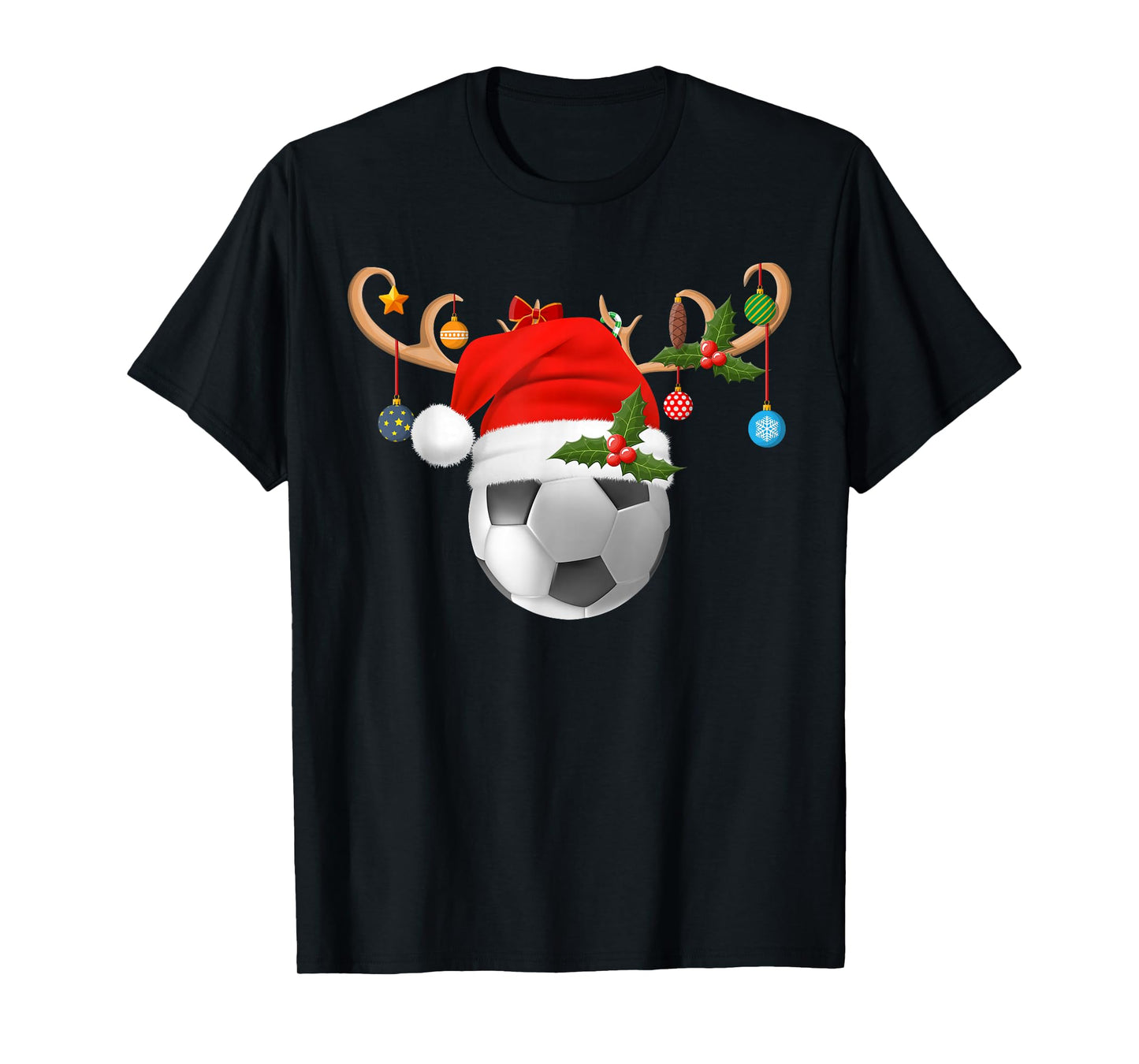 Soccer Christmas Pajamas Reindeer Santa Sports Player Xmas T-Shirt