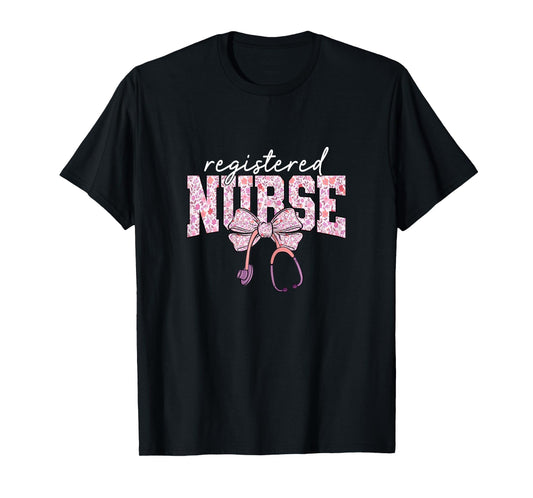 RN Nurse Floral Print Registered Nurse Nursing School Women T-Shirt