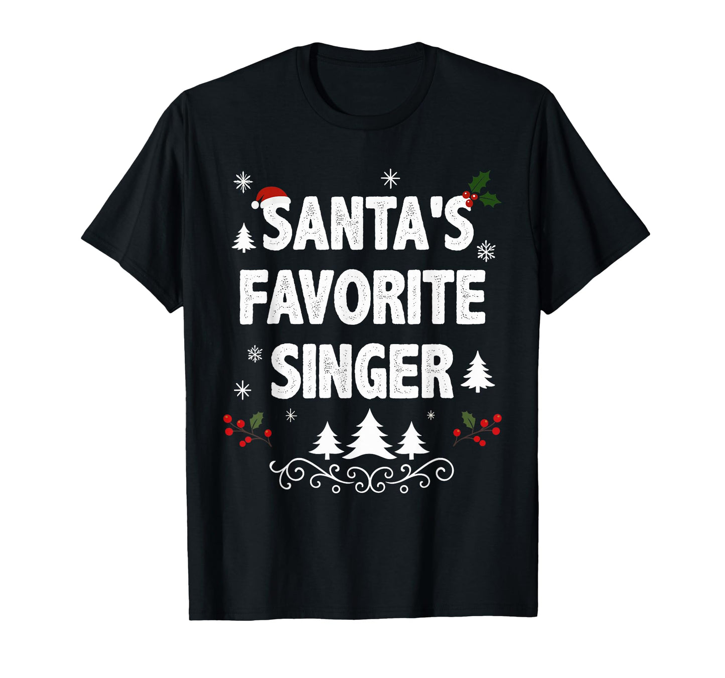 Santa's Favorite Singer Funny Holiday Christmas Pajamas T-Shirt
