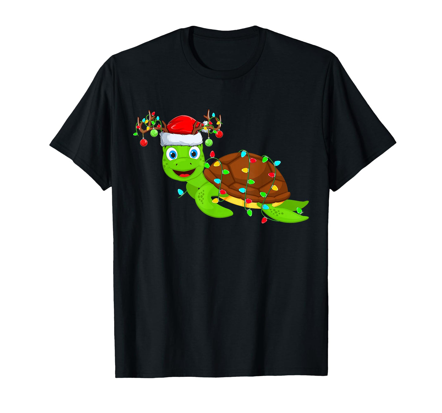 Sea Turtle Christmas Lights Funny Santa Hat Sea Turtle Xmas T-Shirt