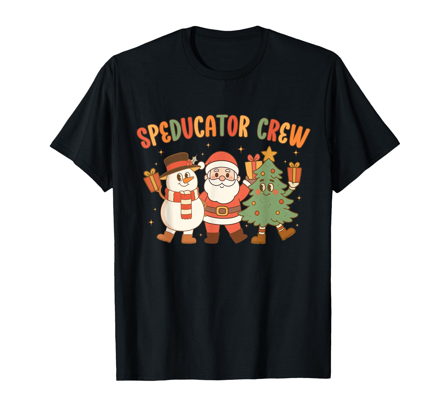 Retro Special Education Teacher Crew Christmas Santa Claus T-Shirt