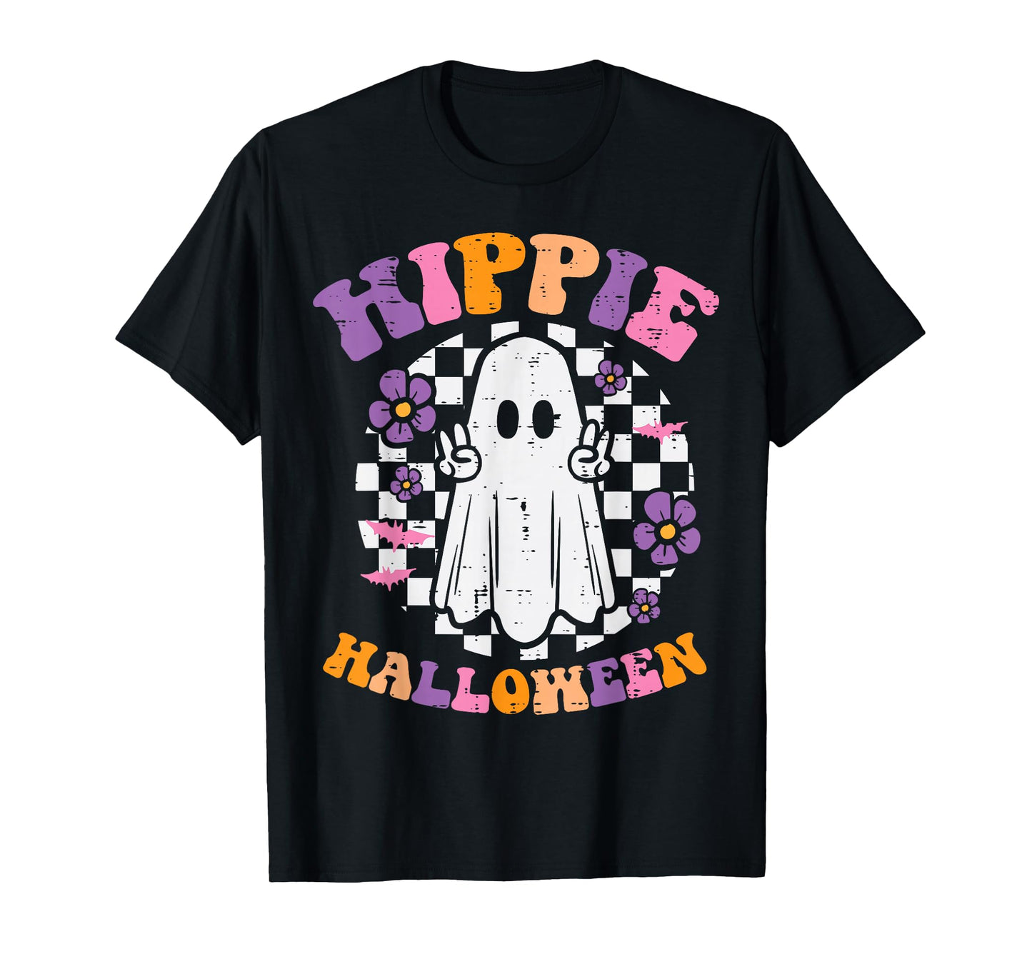 Hippie Halloween Ghost Peace Retro Costume Women Kids Men T-Shirt
