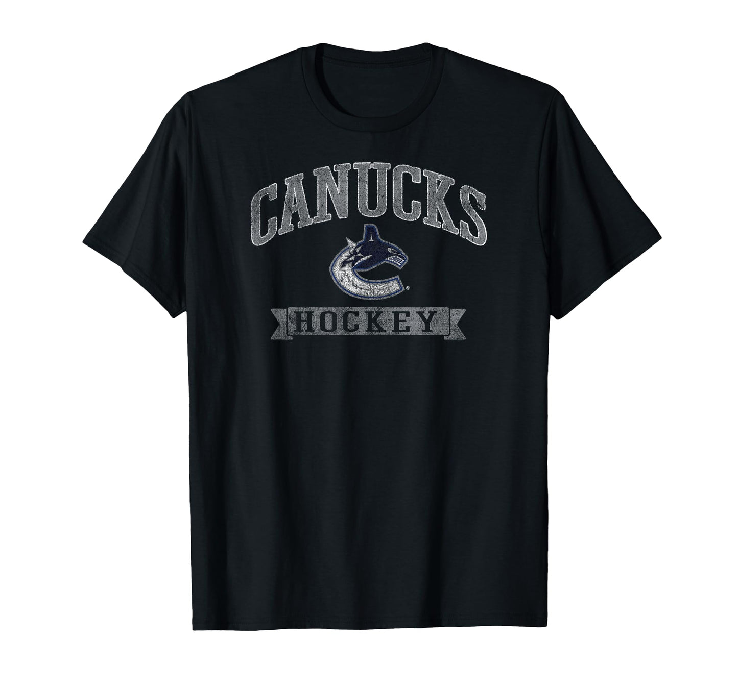 Vancouver Canucks Vintage Hockey Black Officially Licensed T-Shirt
