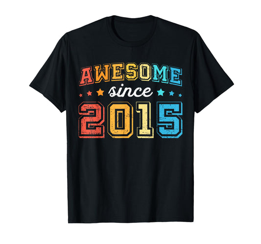 Awesome Since 2015 Retro 10th Birthday Boy 10 Birthday T-Shirt