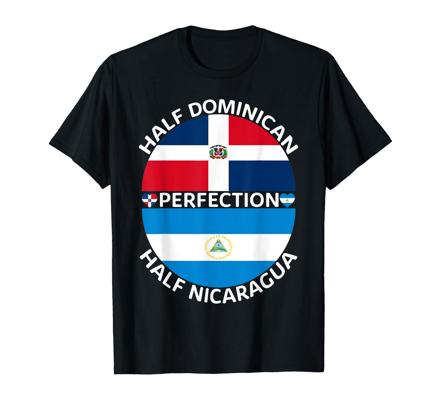 Half Nicaraguan Half Dominican Republic Nicaragua Flag Men T-Shirt