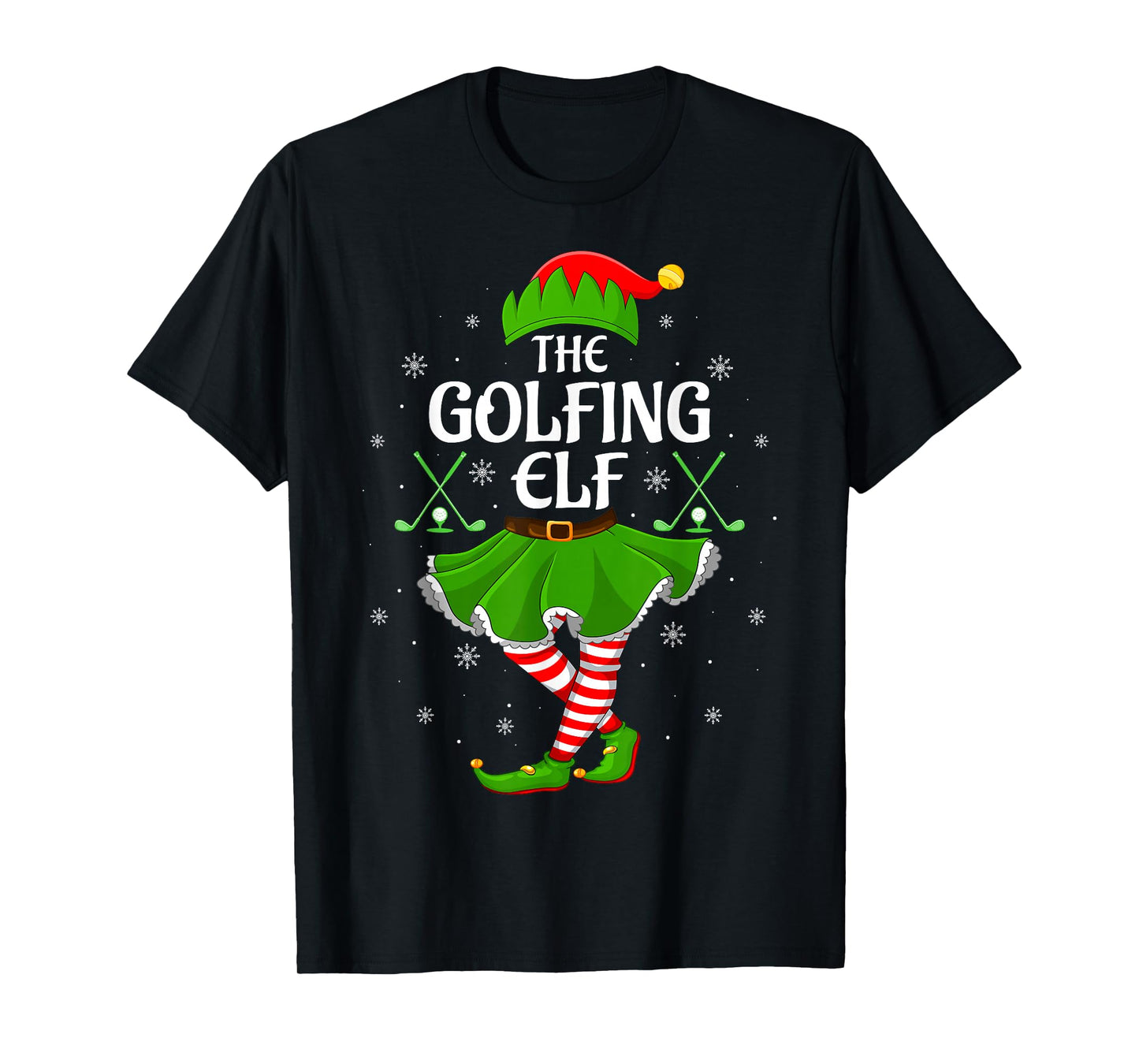 Golfing Elf Christmas Girls Women Elf Squad Xmas Family T-Shirt