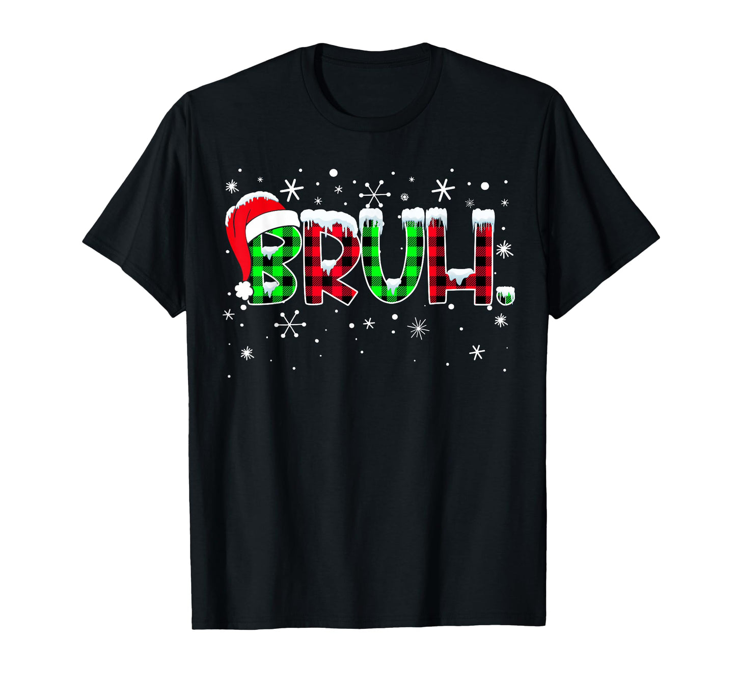 Bruh Funny Christmas Plaid Teens Boys Kids Xmas Pajamas T-Shirt