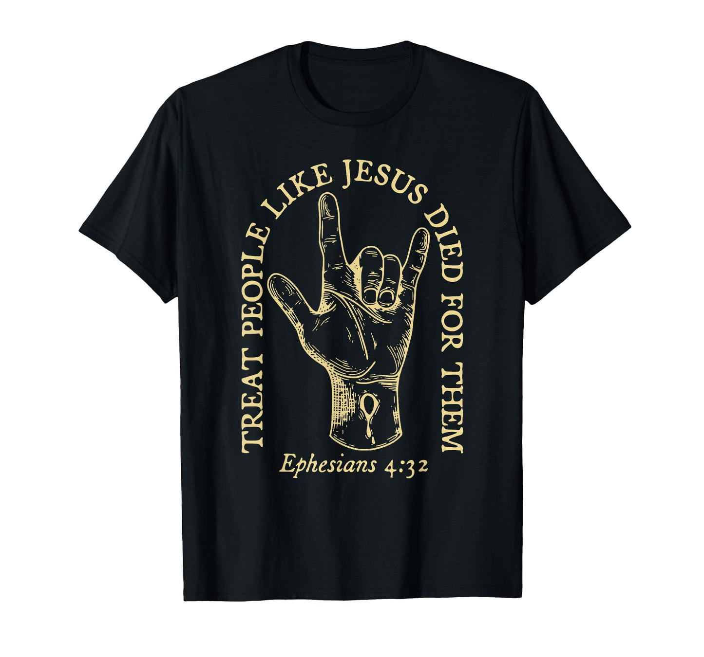 treat people like jesus died for them retro rock sign hand T-Shirt