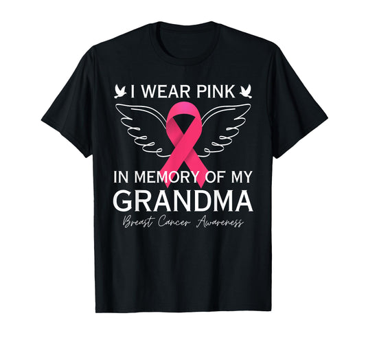 I Wear Pink In Memory Of My Grandma Angel In Heaven Memory T-Shirt