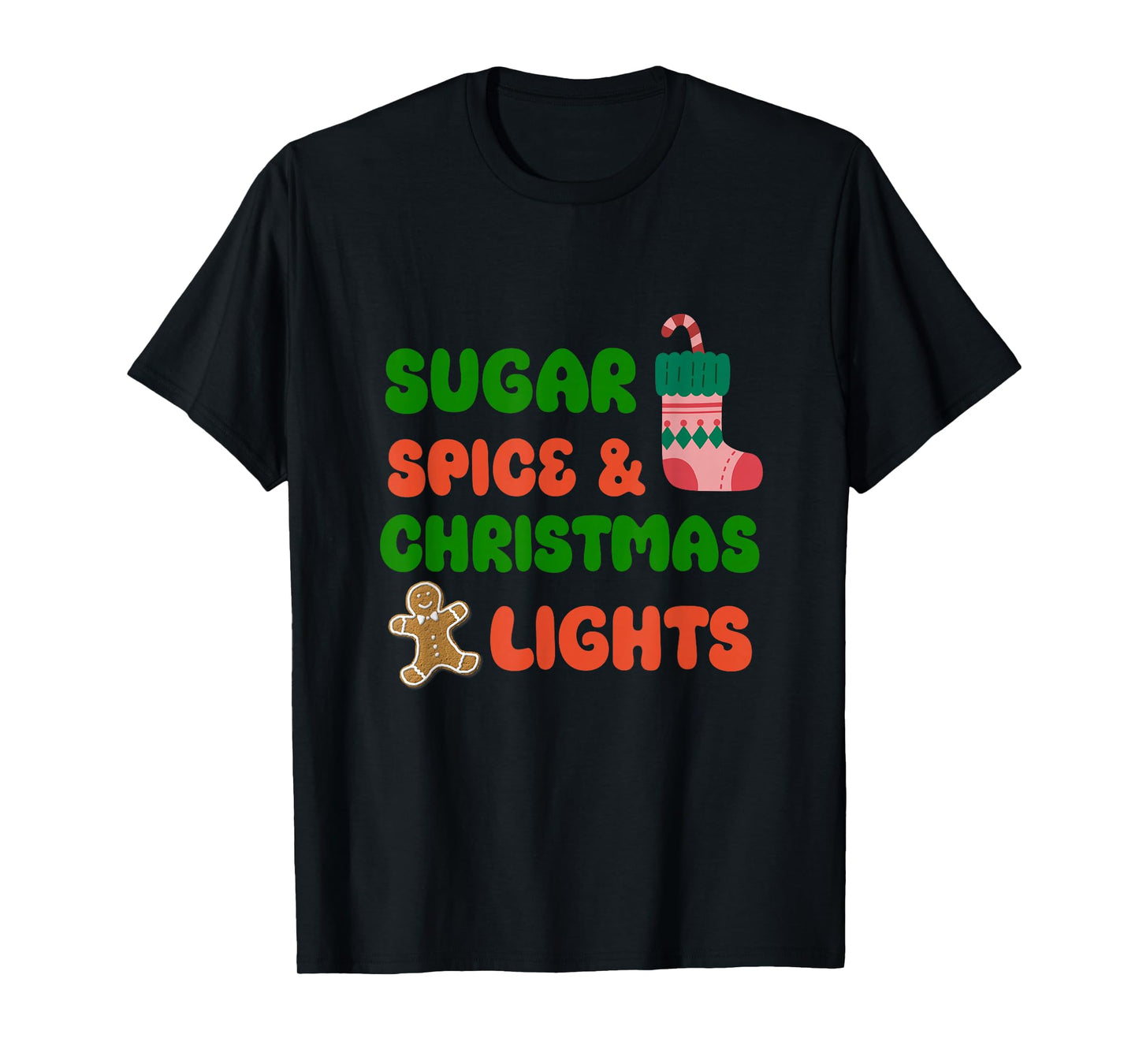 Sugar Spice and Christmas Lights Santa Cookies Baking Crew T-Shirt