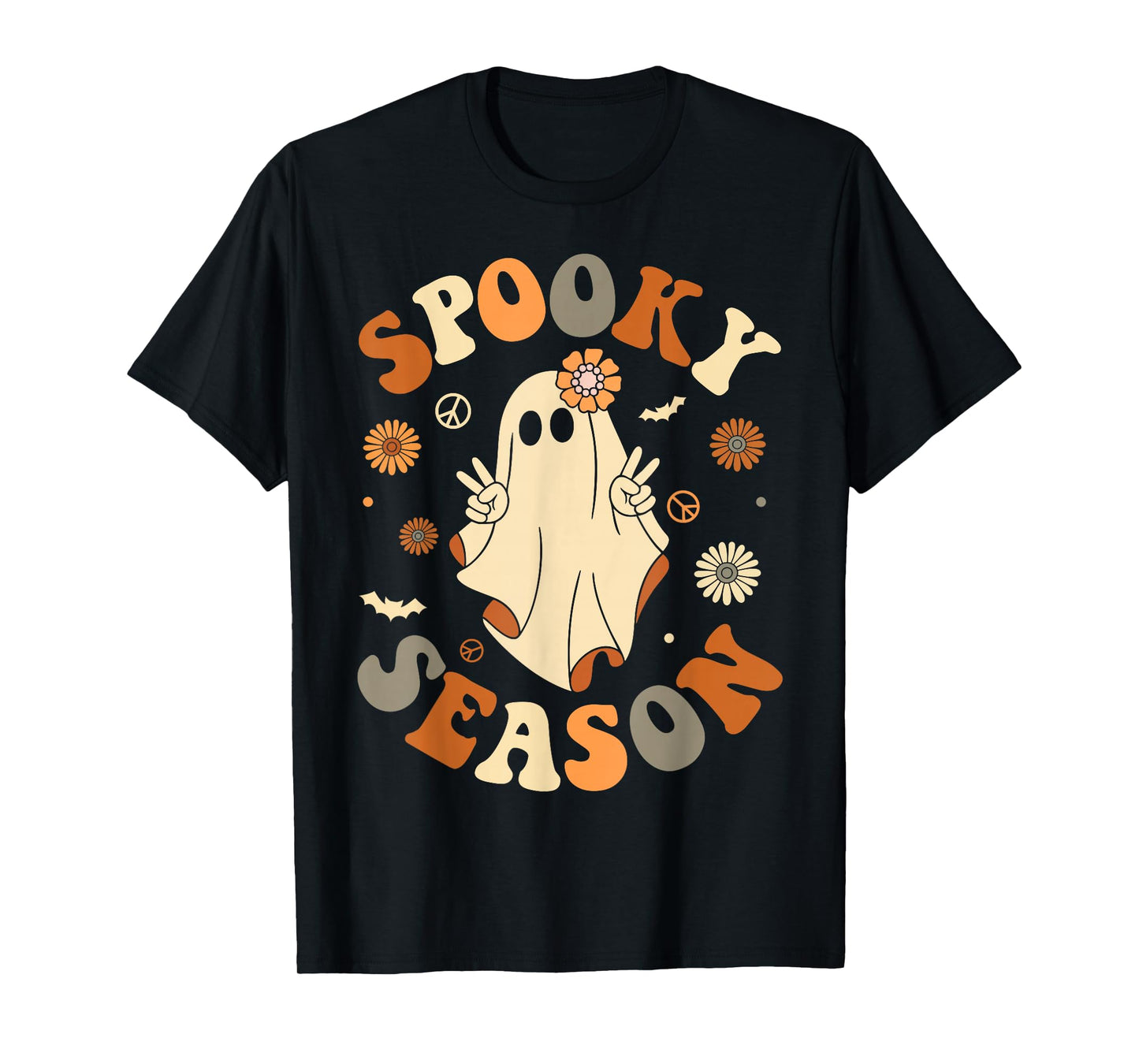 Spooky Season Happy Halloween Retro Ghost Spooky Women Girls T-Shirt