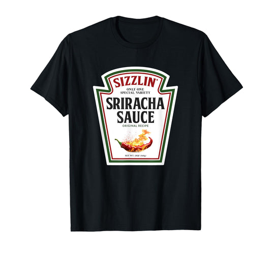 Sizzling Sriracha Sauce Funny Bottle Label Condiment design T-Shirt