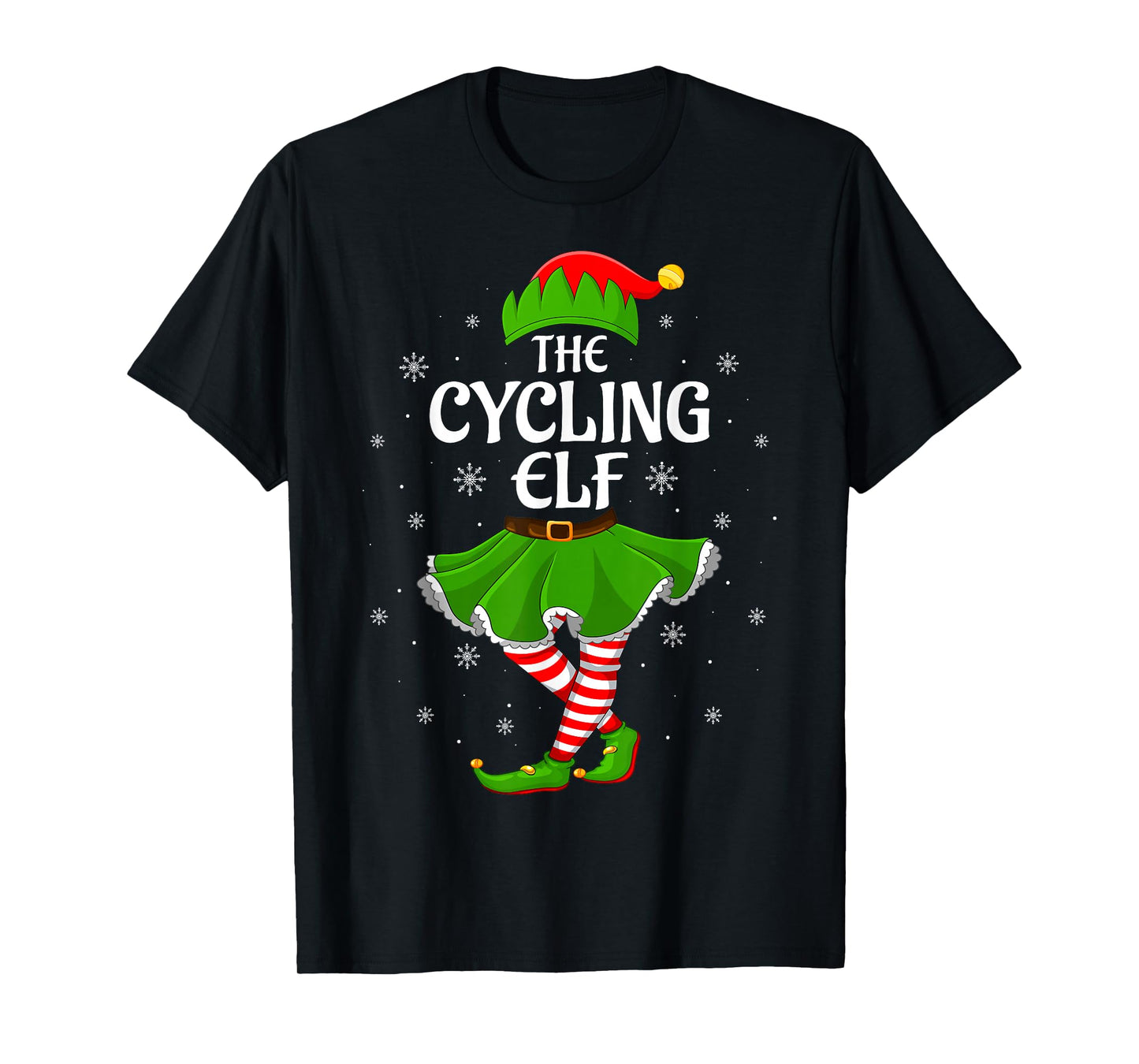 Cycling Elf Christmas Family Girls Women Elf Squad Xmas T-Shirt