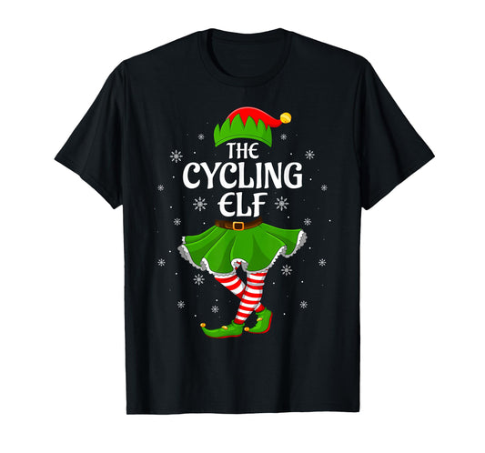 Cycling Elf Christmas Family Girls Women Elf Squad Xmas T-Shirt