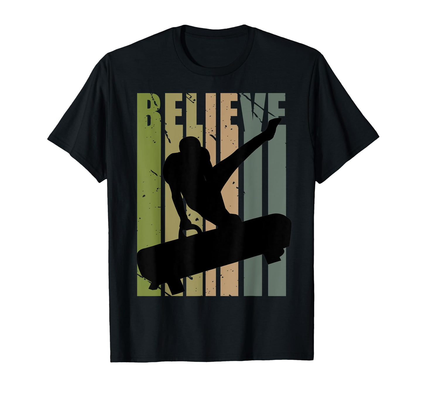 Retro Boys Gymnastics Believe Motivational Pommel Horse T-Shirt