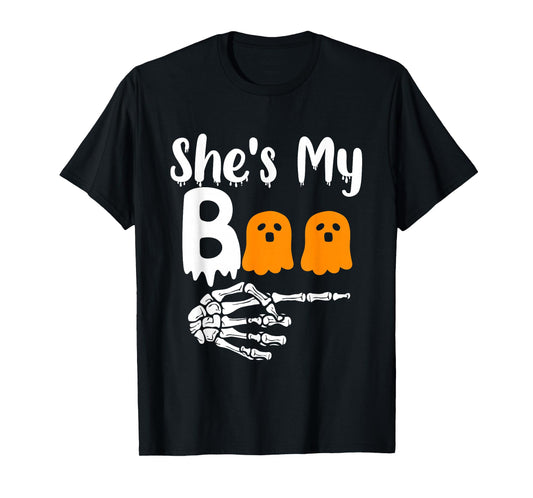 She's My Boo Matching Halloween Pajama Couples He's My Boo T-Shirt