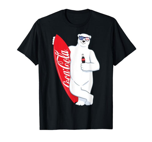 Coca-Cola American Flag Polar Bear Surfer T-Shirt